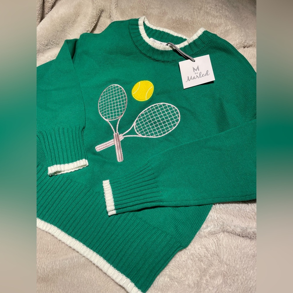 NWT M by Marled Embroidered Pickleball Sweater - Picture 2 of 5